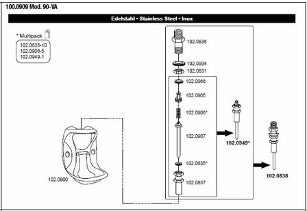 Suevia drinkbak model 90 met RVS ventiel 1/2&quot;