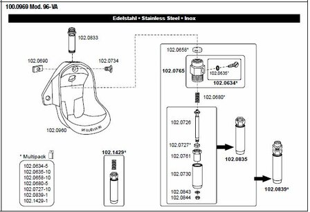 Suevia drinkbak model 96 met RVS ventiel 1/2&quot;